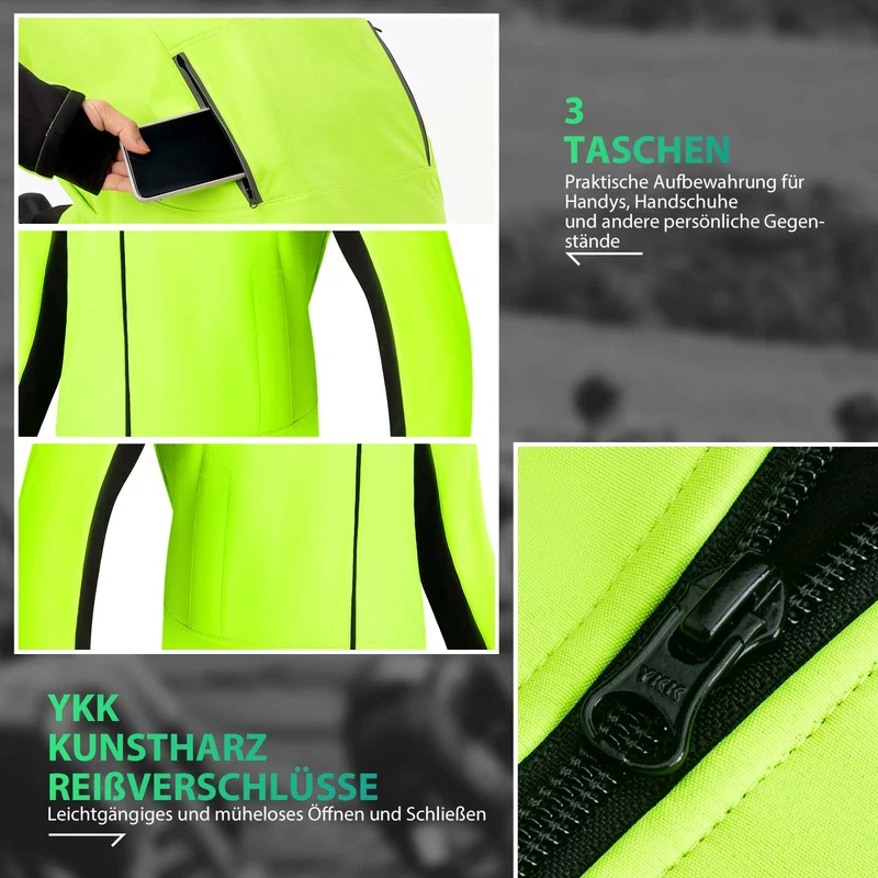 ROCKBROS Fahrradjacke Winter Herren Radjacke Leuchtendes Grün
