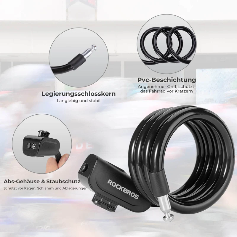 ROCKBROS Fahrradschloss 110 cm / 11 mm