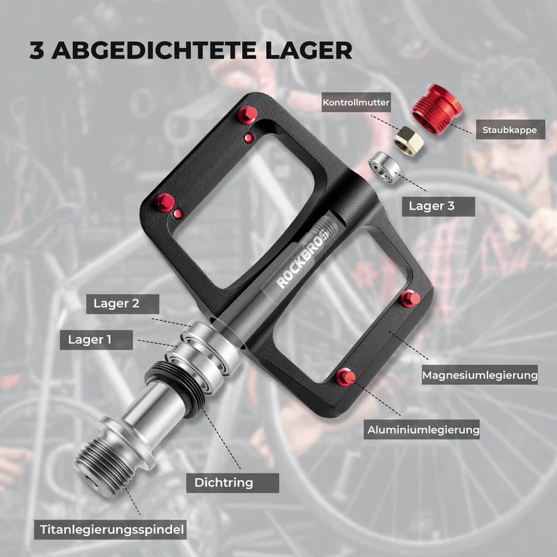 MTB & Rennrad Pedale – 171 g/Paar, Ultraleicht Magnesium-Flachpedale