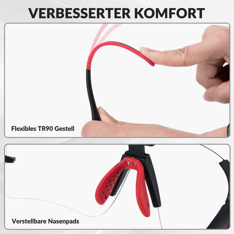ROCKBROS Fahrradbrille Selbsttönend für Damen & Herren mit UV400 Schutz