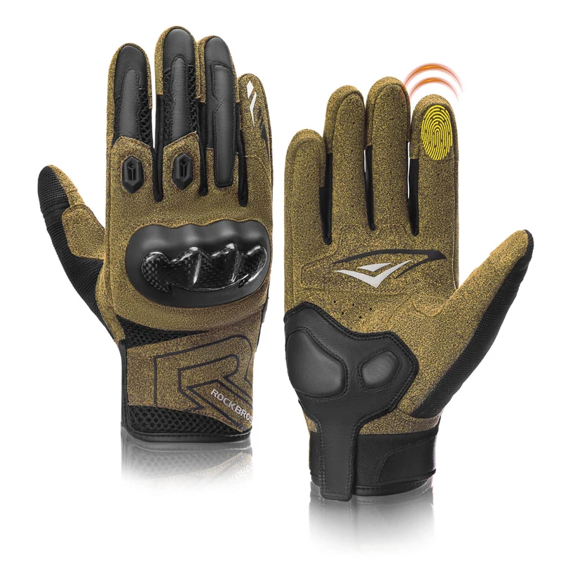ROCKBROS 겨울 Fahrradhandschuhe Atmungsaktiv Schlagfest 터치스크린 브라운