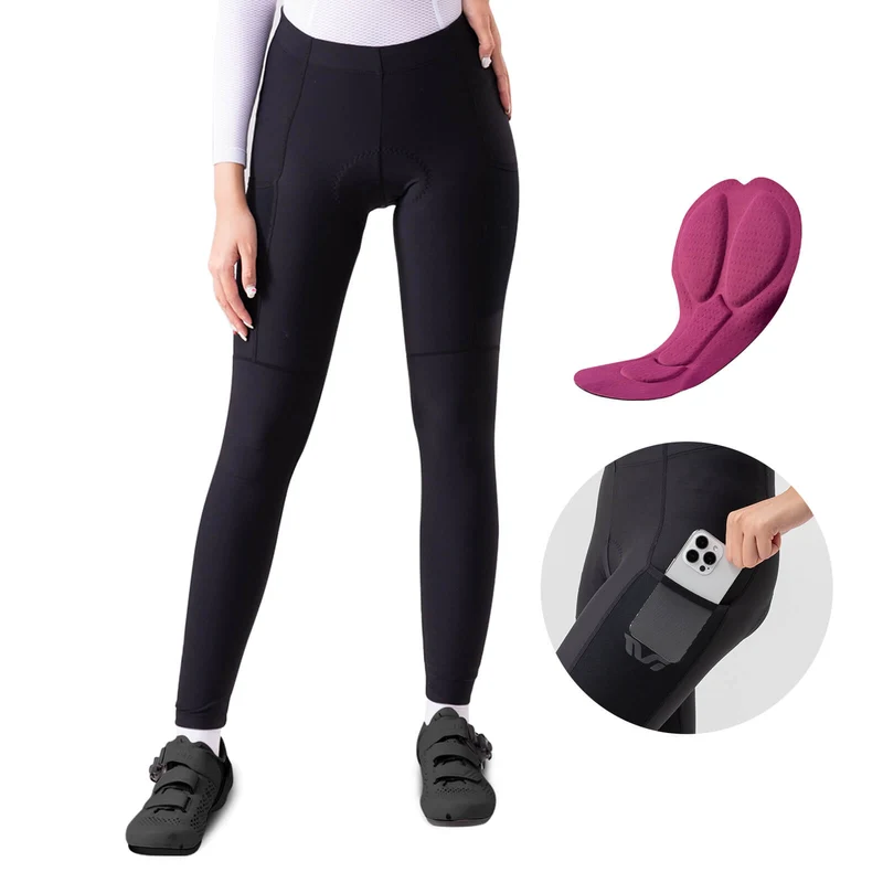 ROCKBROS Damen Winter Fahrradhose Lang Gepolstert Elastisch Atmungsaktiv