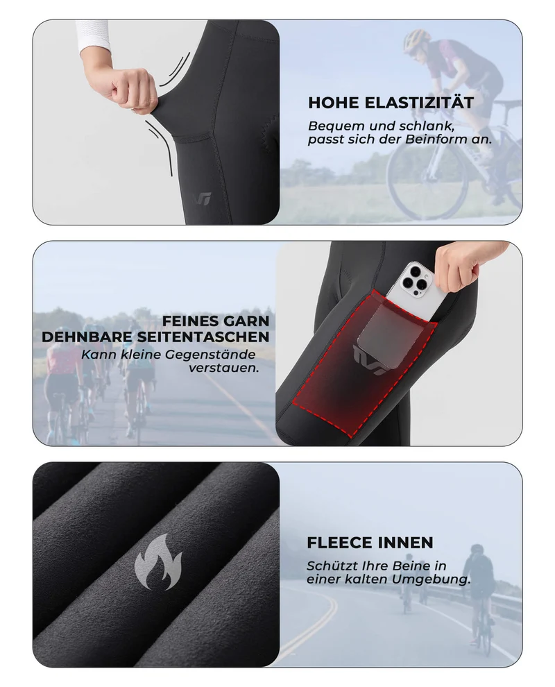 ROCKBROS Damen Winter Fahrradhose Lang Gepolstert Elastisch Atmungsaktiv