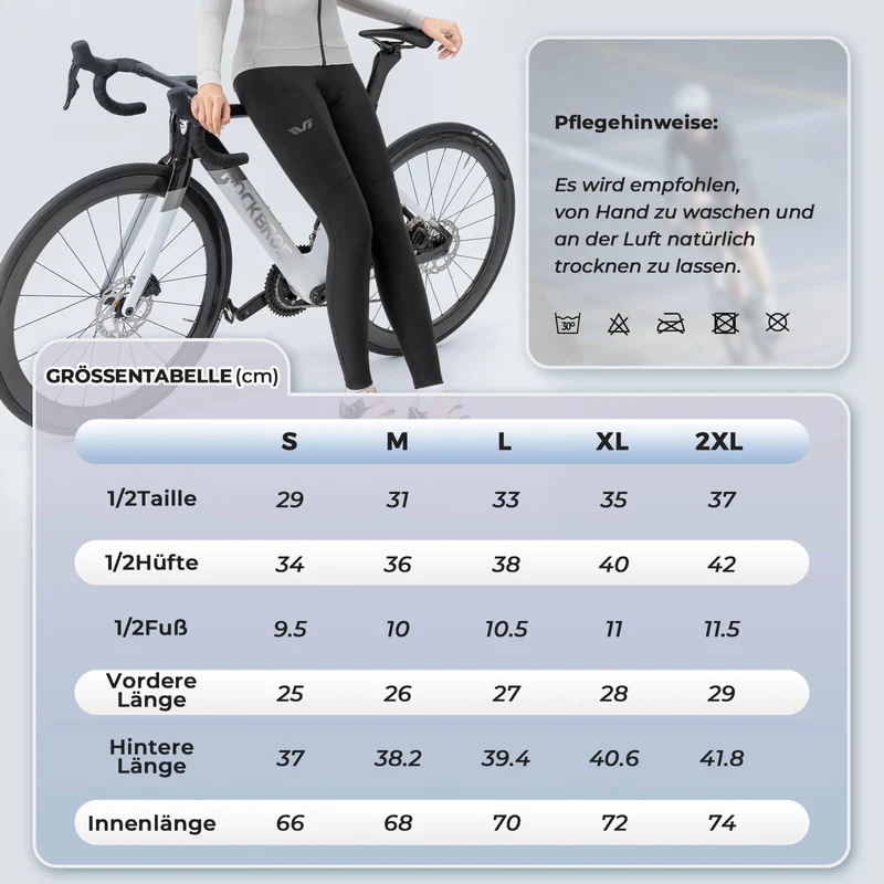 ROCKBROS Damen Winter Fahrradhose Lang Gepolstert Elastisch Atmungsaktiv