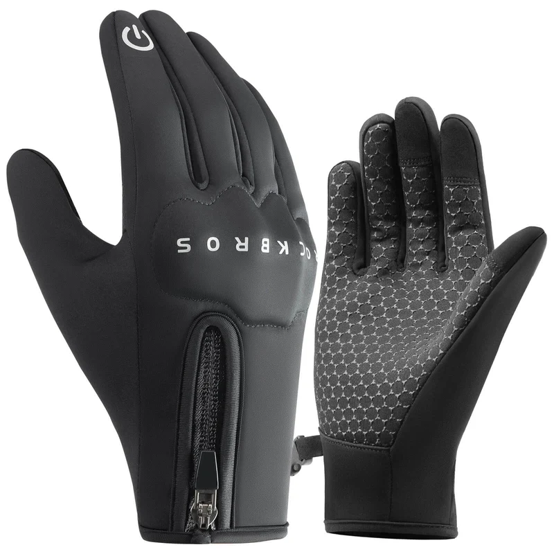 ROCKBROS Winter Fahrradhandschuhe mit Gel Gepolstert Touchscreen-fähig
