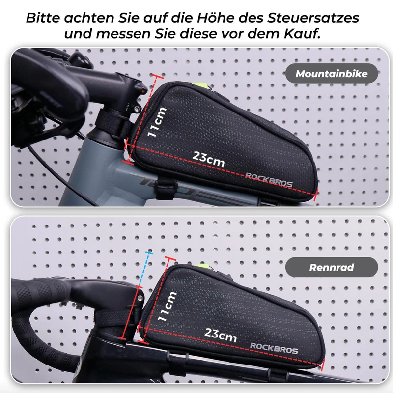 ROCKBROS Fahrrad Oberrohrtasche/Satteltasche 1,1L mit Innenfächern