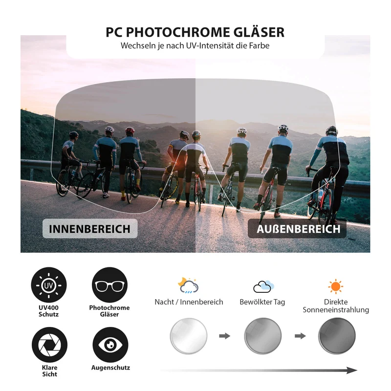 Selbstönende Sonnenbrille Ultraleicht UV400 Schutz Grün