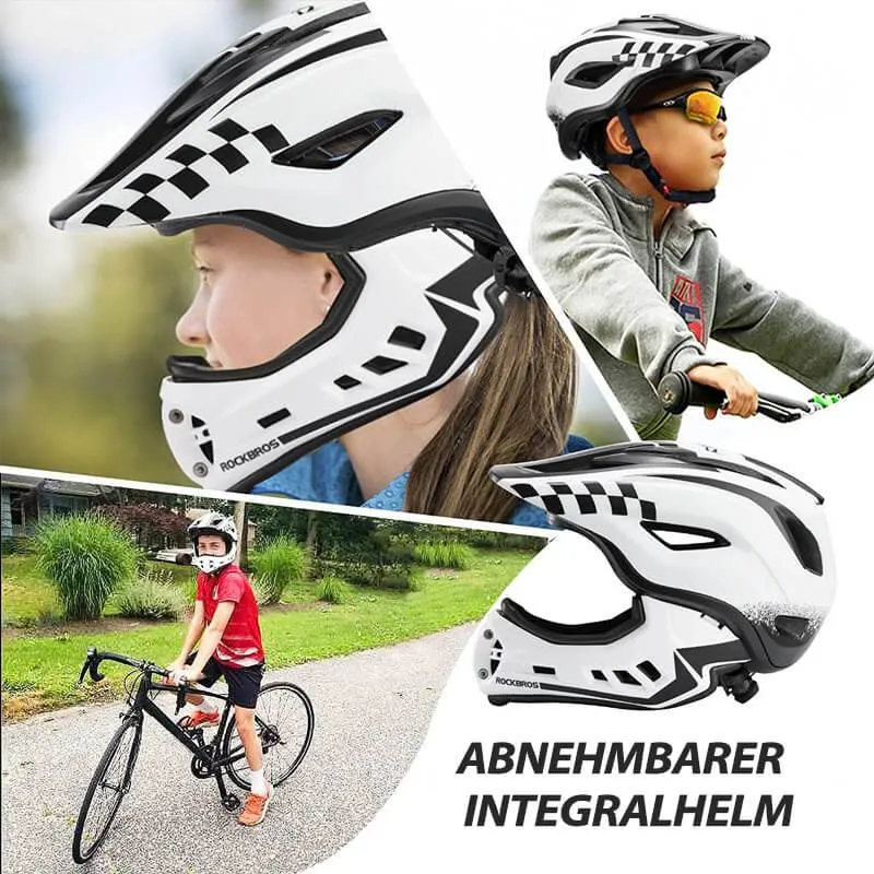 ROCKBROS Kinderhelm Integralhelm mit Abnehmbare Kinnschutz für Jungen/Mädchen
