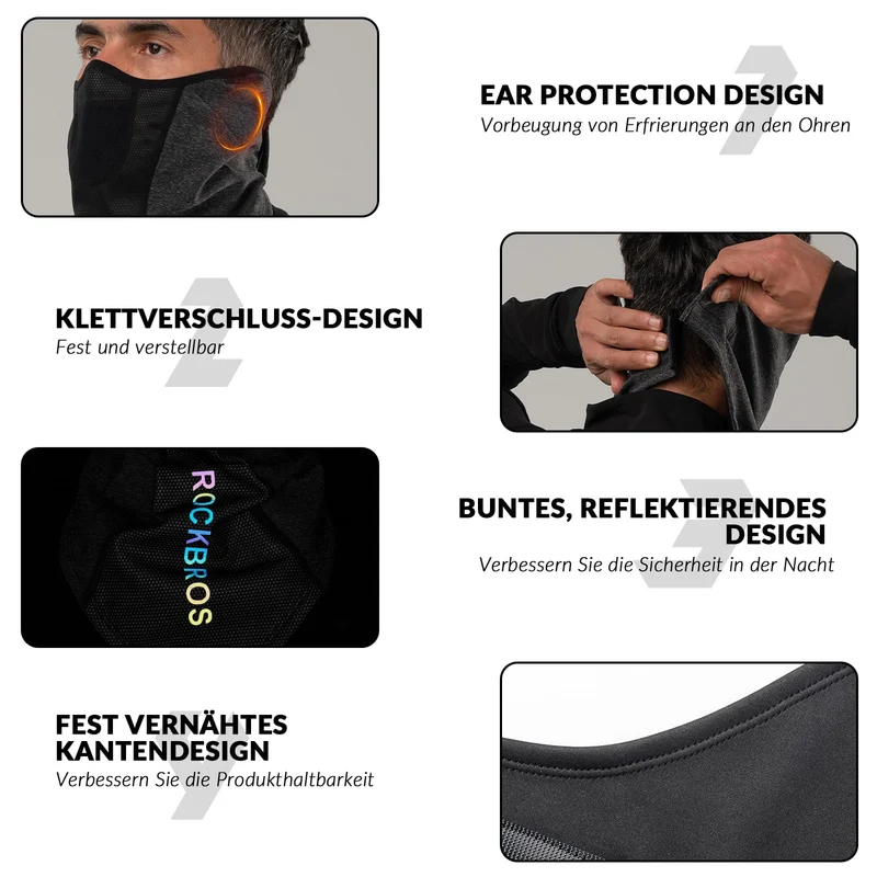 ROCKBROS Halbe Sturmhaube fir Ski Radfahren Herren Damen Atmungsaktiv