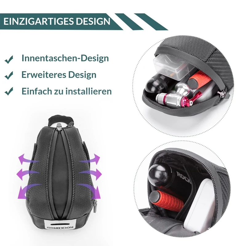 ROCKBROS Satteltasche for MTB Rennrad Werkzeugtasche mit Rücklichthalter