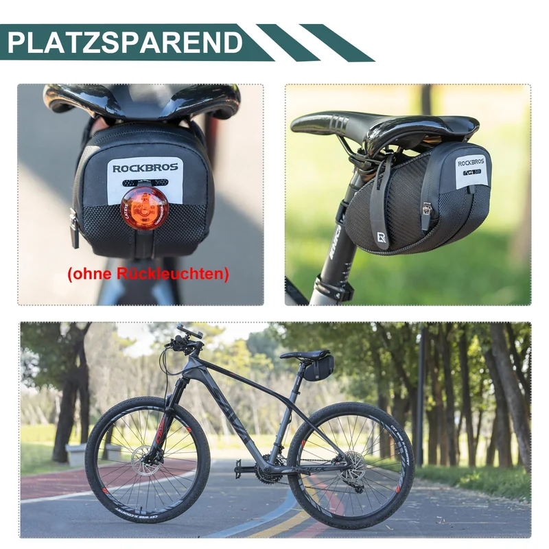 ROCKBROS Satteltasche for MTB Rennrad Werkzeugtasche mit Rücklichthalter