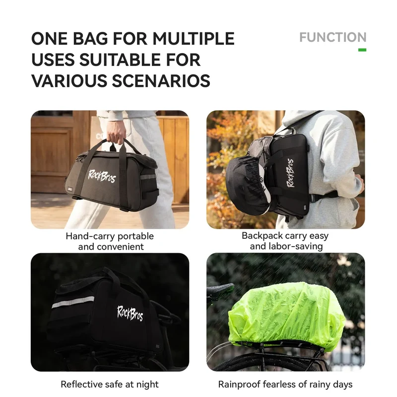 Large Capacity Bike Rear Rack Bag Backpack