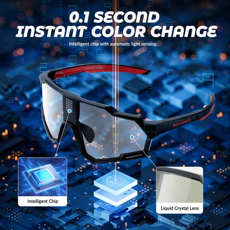 Anti-Glare Smart LCD Adaptive Cycling Glasses