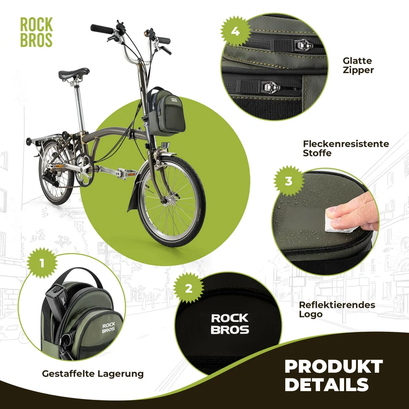 Lenkertasche fir Klapprad/Brompton 1,8L