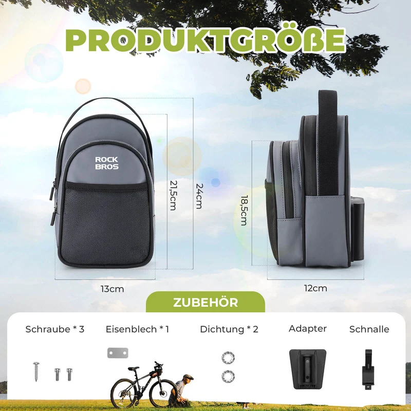 Lenkertasche fir Klapprad/Brompton 1,8L