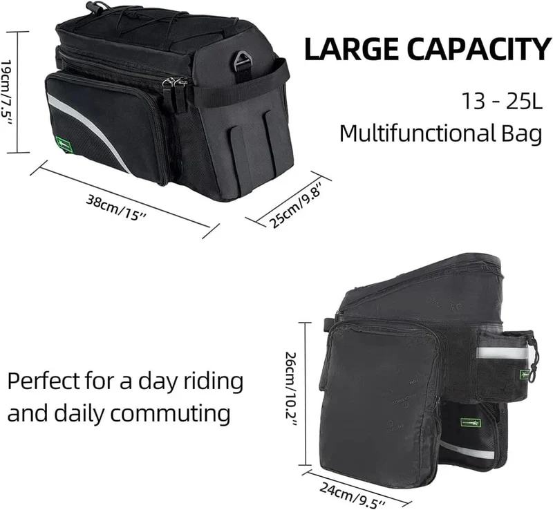 Large Capacity Durable Bike Trunk Bag 13L–25L