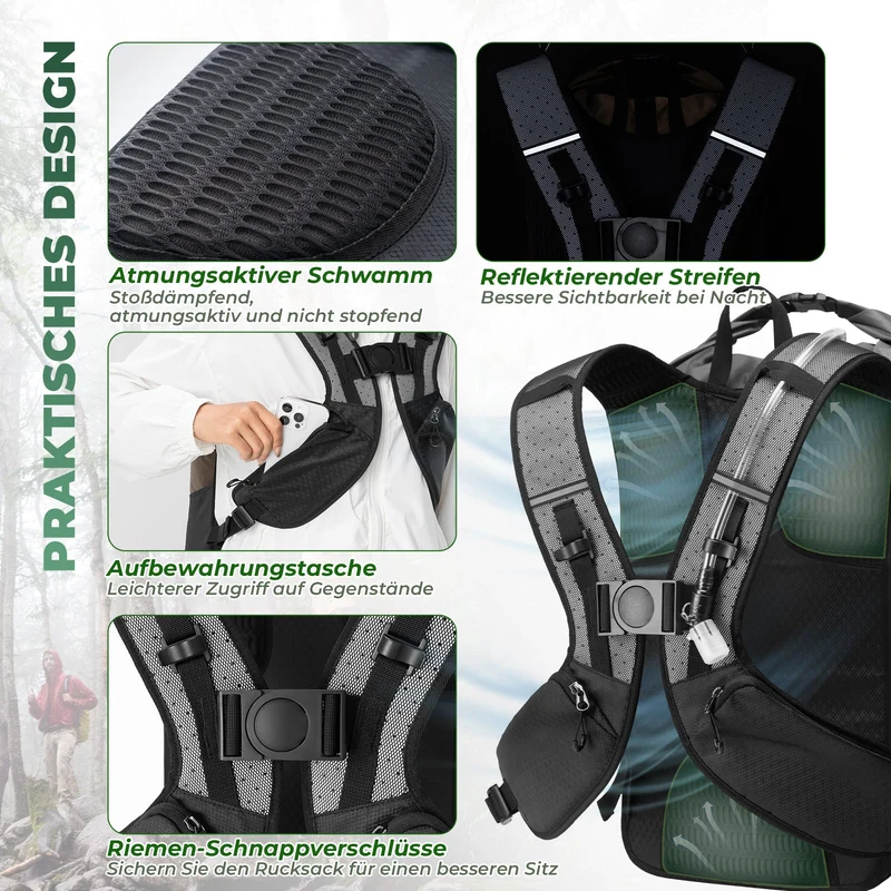ROCKBROS Wanderrucksack Wasserdicht Split 2 in 1 Rucksack für Fahrrad 24L