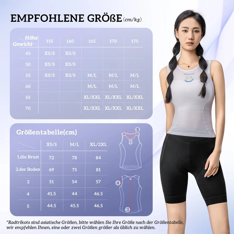 ROCKBROS Damen Sporttop Atmungsaktiv 베이스레이어 Unterhemd für Radfahren