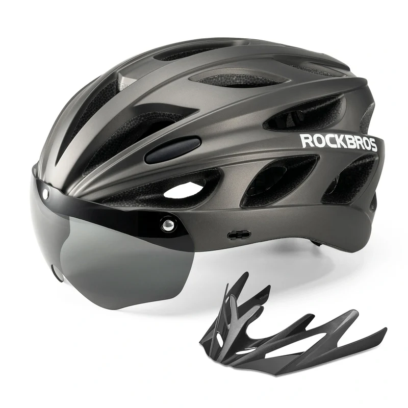 ROCKBROS Kinder Fahrradhelm mit integrierter abnehmbarer Magnetbrillen & Visier