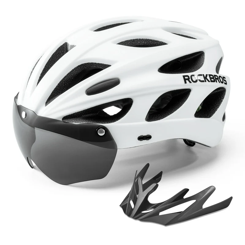 ROCKBROS Kinder Fahrradhelm mit integrierter abnehmbarer Magnetbrillen & Visier