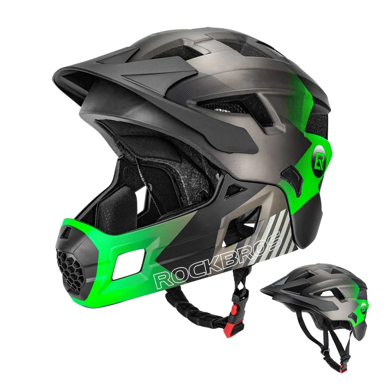 ROCKBROS Kinderhelm BMX MTB 내리막 헬멧 mit Abnehmbarem Kinnschutz und Krempe