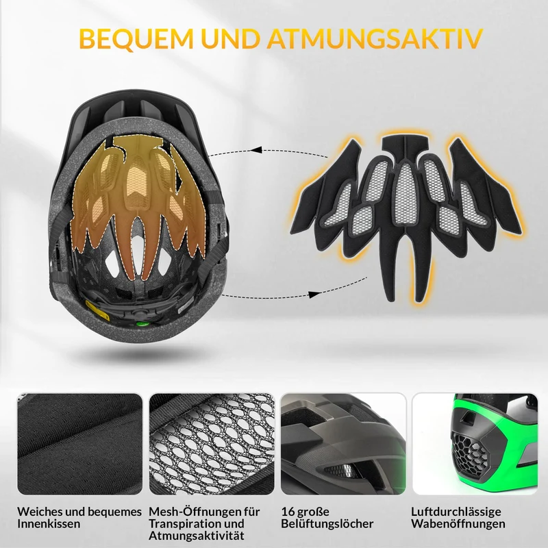 ROCKBROS Kinderhelm BMX MTB 내리막 헬멧 mit Abnehmbarem Kinnschutz und Krempe
