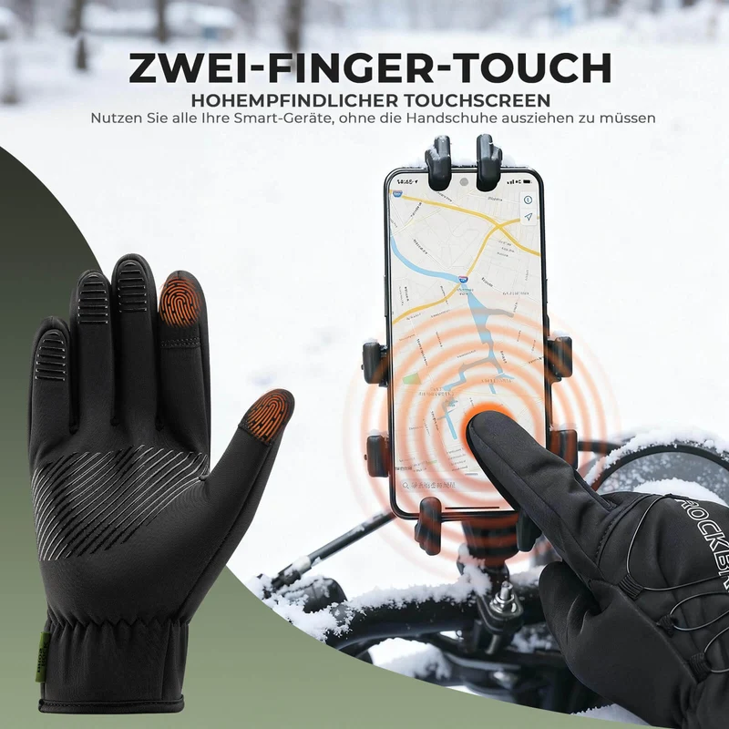 Winter Fahrradhandschuhe Touchscreen - Thermogefüttert & Reflex