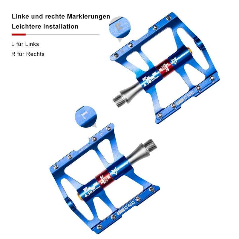 ROCKBROS Fahrrad Pedale 9/16 fir MTB/BMX/Rennrad 4 Sealed Bearings