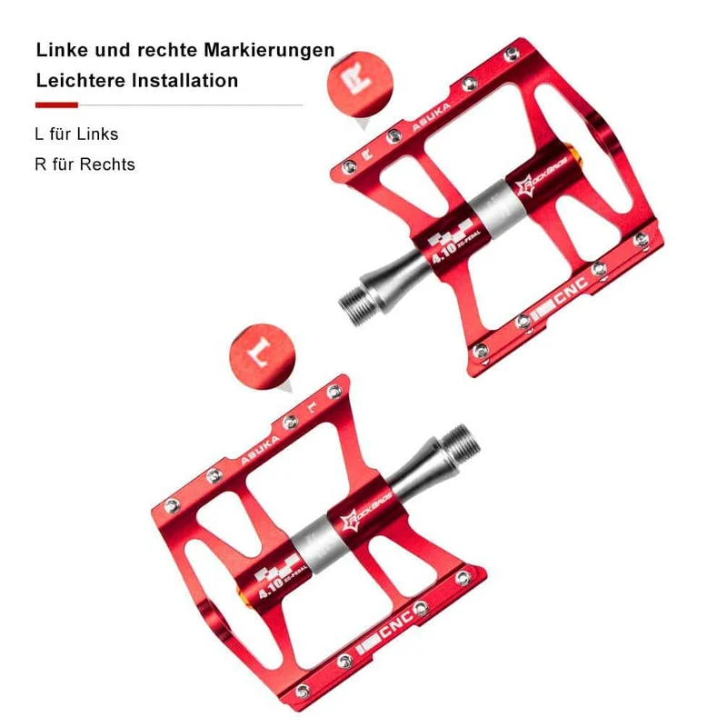 ROCKBROS Fahrrad Pedale 9/16 fir MTB/BMX/Rennrad 4 Sealed Bearings