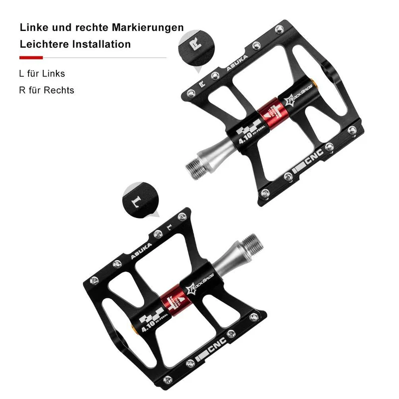 ROCKBROS Fahrrad Pedale 9/16 fir MTB/BMX/Rennrad 4 Sealed Bearings