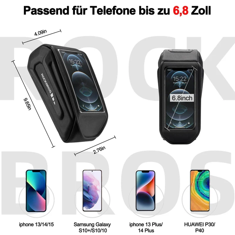 ROCKBROS Fahrradtasche Wasserdicht Handytasche Touchscreen für Smartphone 6,8 Zoll