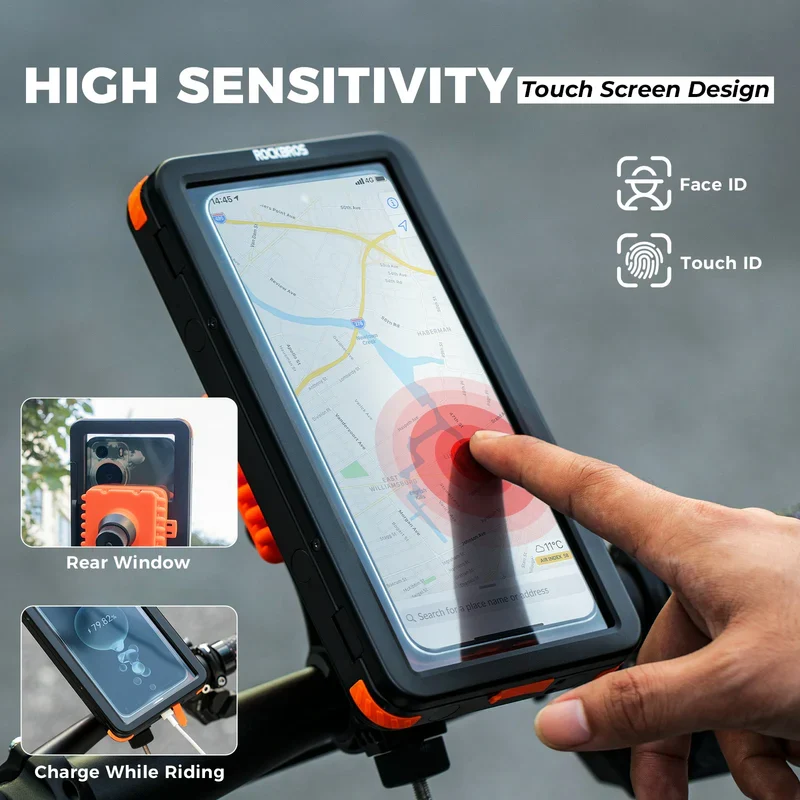 Magnetic Quick-Release Waterproof Bike Phone Mount with Touchscreen