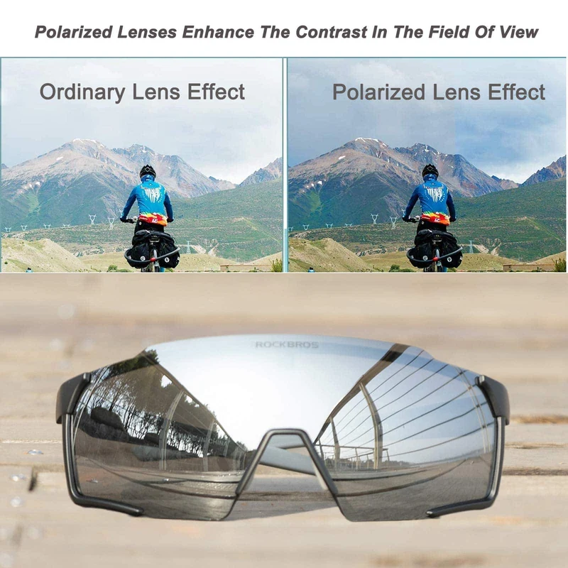 ROCKBROS Polarisierte Sonnenbrille Fahrradbrille for Outdoor-Sport Schwarz