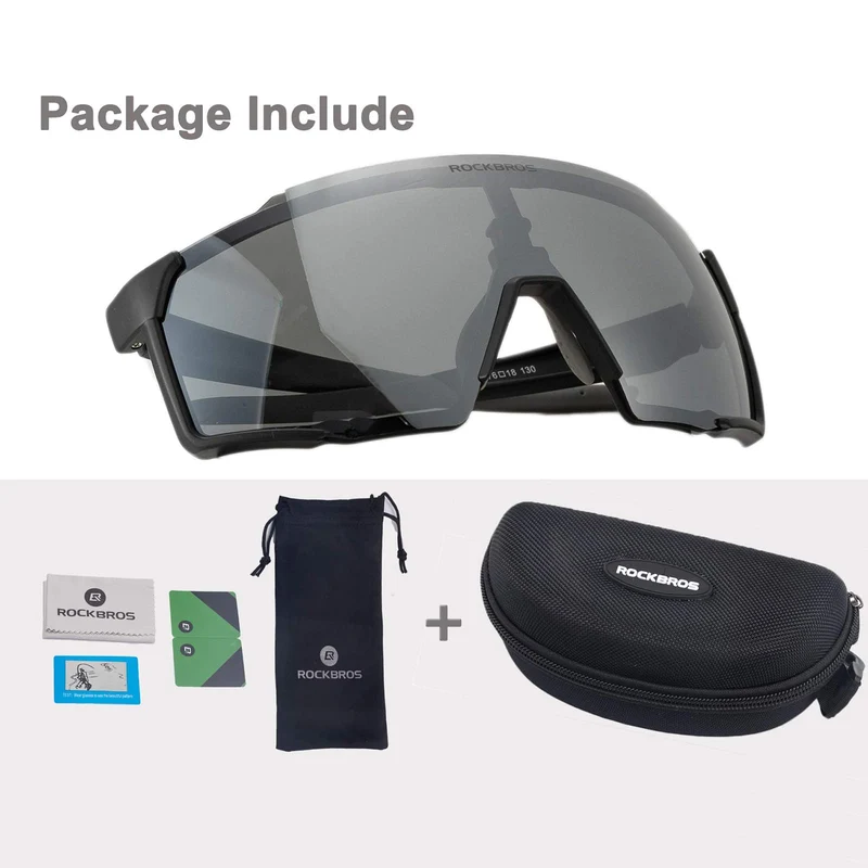 ROCKBROS Polarisierte Sonnenbrille Fahrradbrille for Outdoor-Sport Schwarz