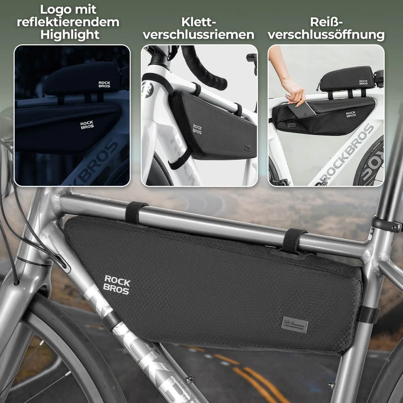 ROCKBROS Fahrrad Rahmentasche Dreiecktasche Wasserabweisend 2,9L 슈바르츠