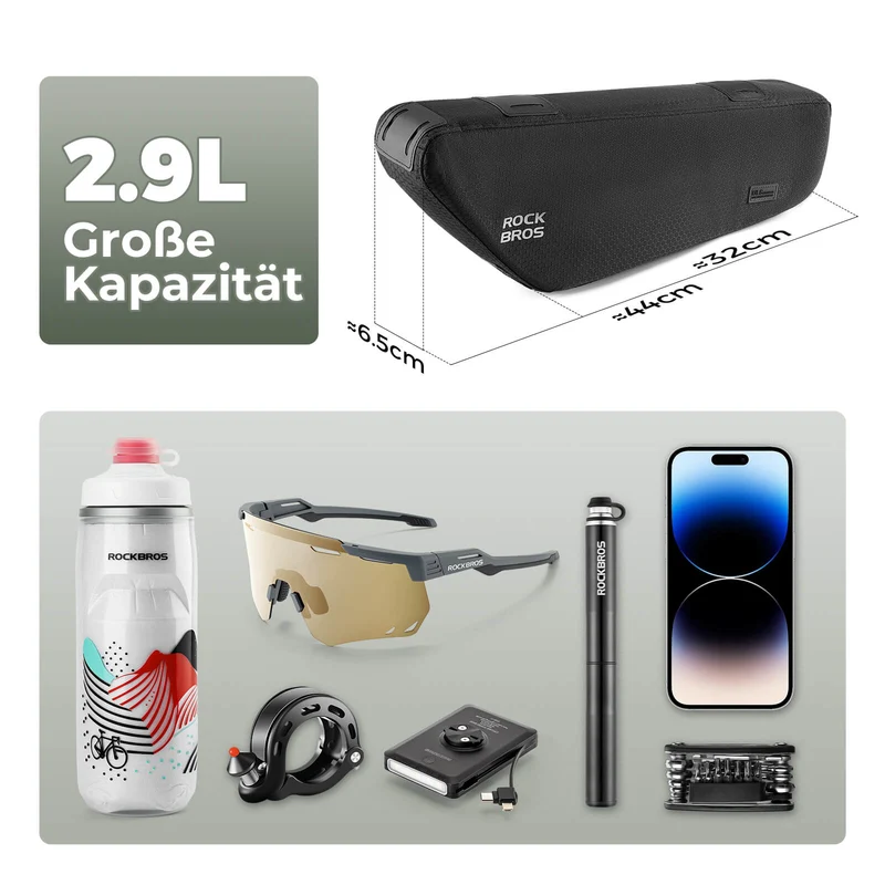 ROCKBROS Fahrrad Rahmentasche Dreiecktasche Wasserabweisend 2,9L 슈바르츠