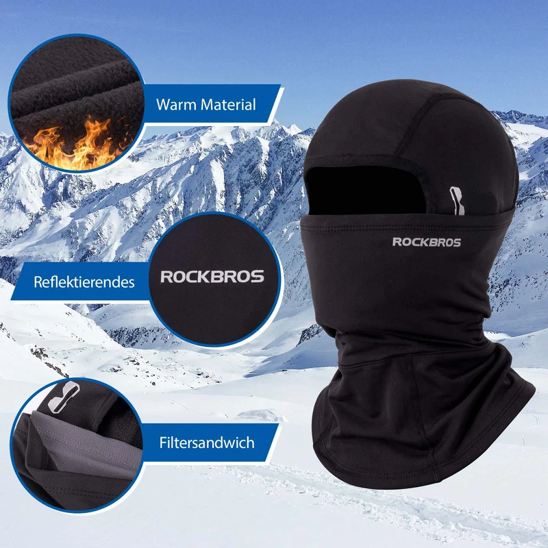 ROCKBROS Sturmhaube winddichte Unterhelmmütze aus Warmem 플리스 슈바르츠
