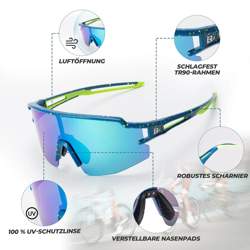ROCKBROS Fahrradbrille Polarisiert Sportbrille winddichte Sonnenbrille UV400 Schutz