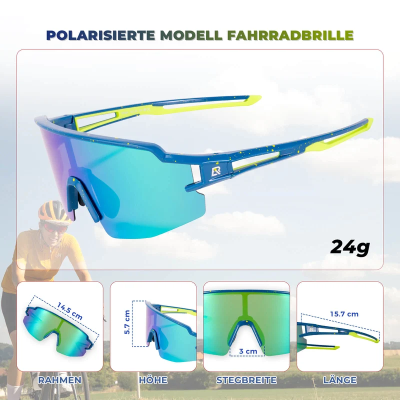 ROCKBROS Fahrradbrille Polarisiert Sportbrille winddichte Sonnenbrille UV400 Schutz