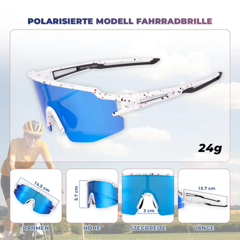 ROCKBROS Fahrradbrille Polarisiert Sportbrille winddichte Sonnenbrille UV400 Schutz
