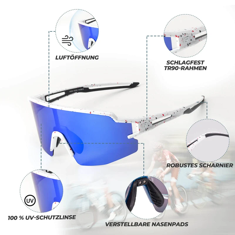 ROCKBROS Fahrradbrille Polarisiert Sportbrille winddichte Sonnenbrille UV400 Schutz