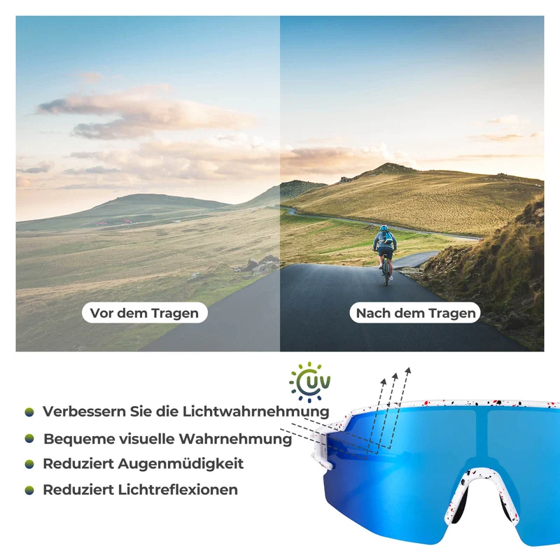 ROCKBROS Fahrradbrille Polarisiert Sportbrille winddichte Sonnenbrille UV400 Schutz