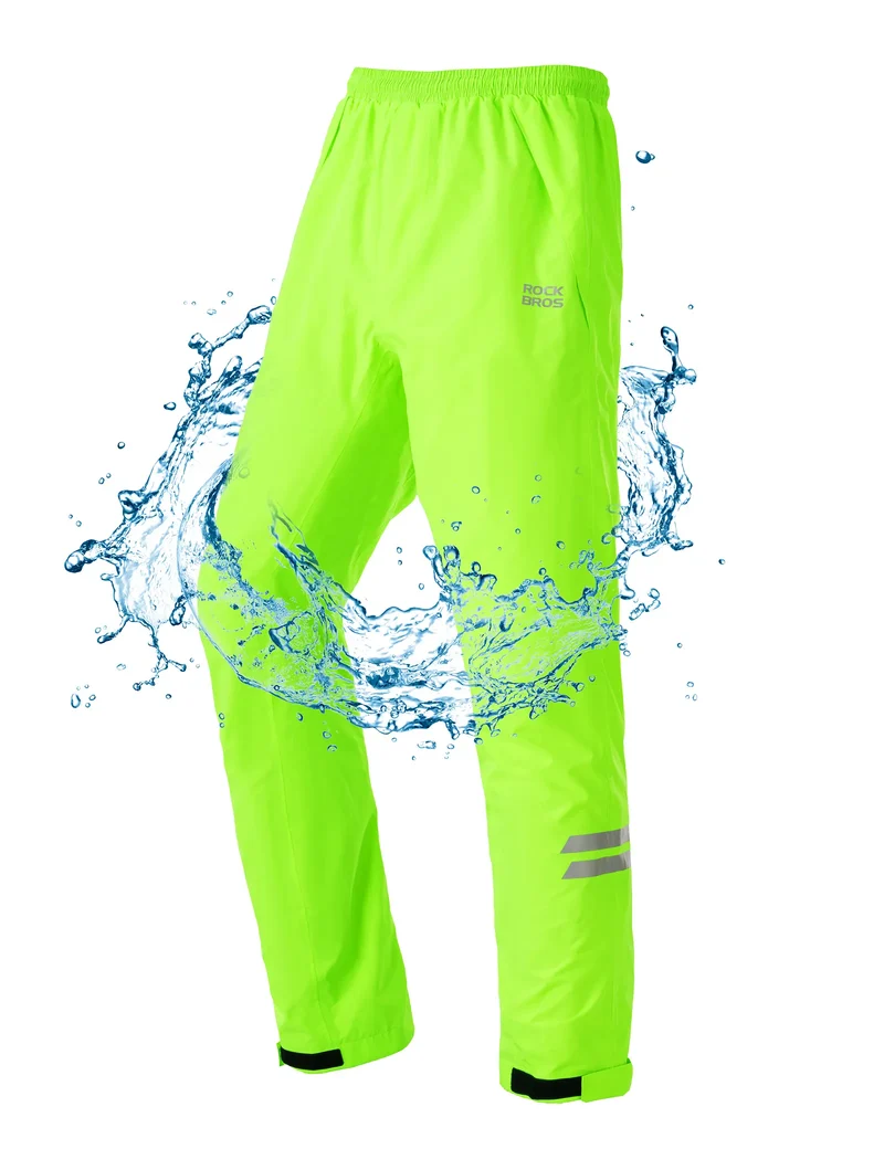 Hi-Vis Fluorescent Green Cycling Rain Pants