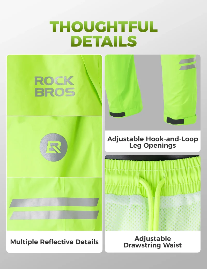 Hi-Vis Fluorescent Green Cycling Rain Pants