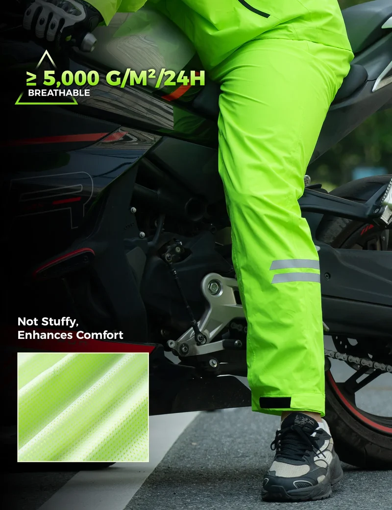 Hi-Vis Fluorescent Green Cycling Rain Pants