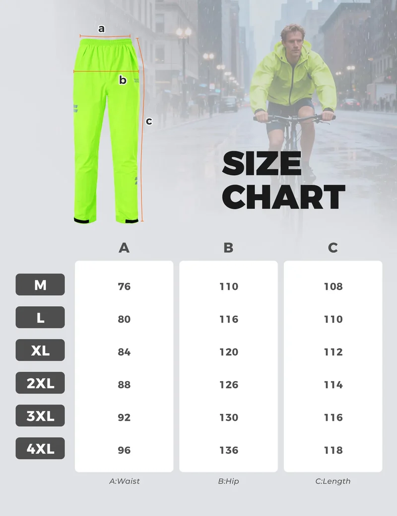 Hi-Vis Fluorescent Green Cycling Rain Pants