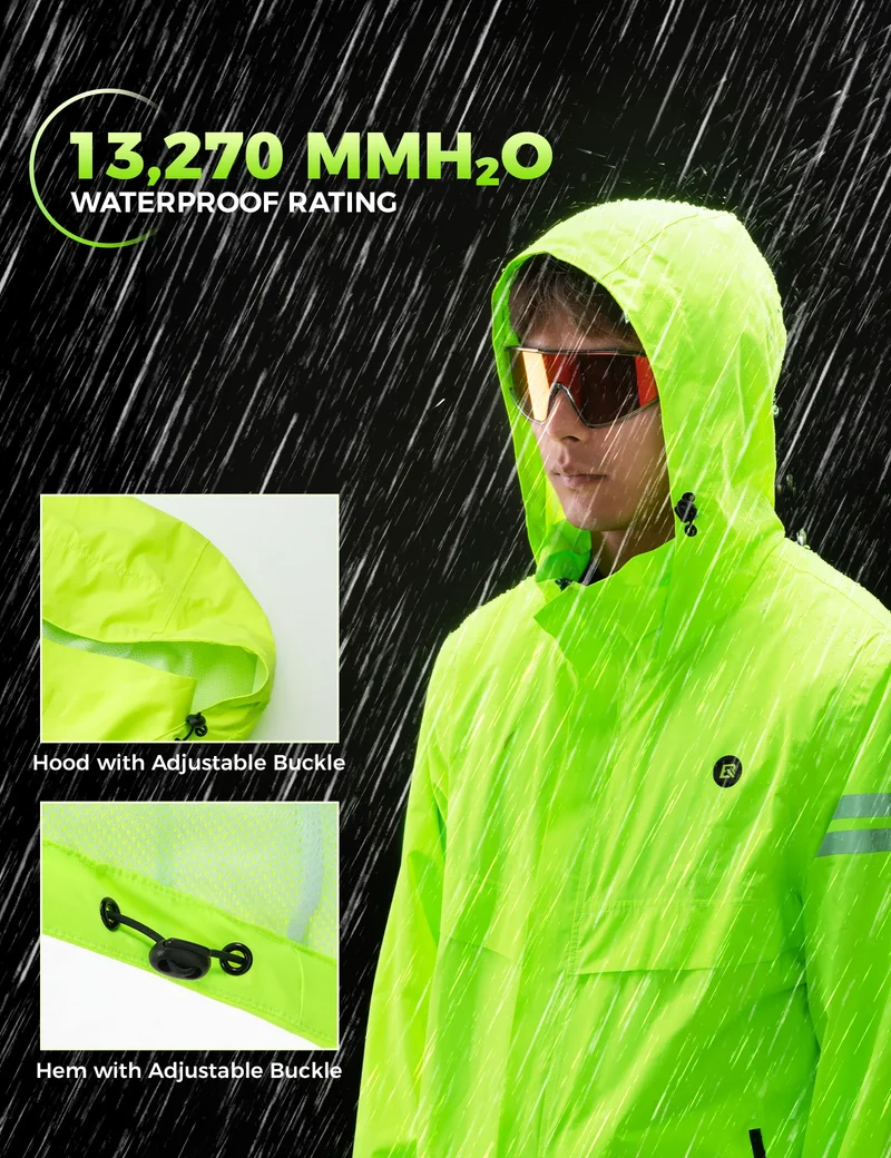 Hi-Vis Fluorescent Green Cycling Rain Jacket