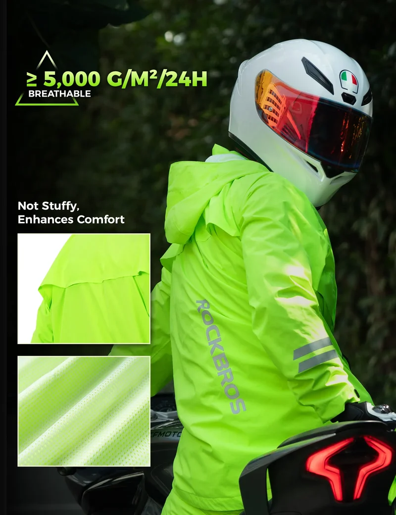 Hi-Vis Fluorescent Green Cycling Rain Jacket