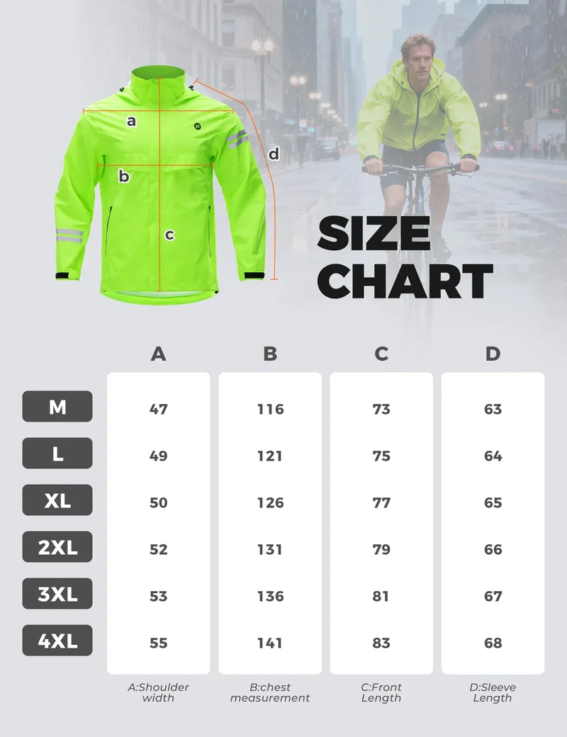 Hi-Vis Fluorescent Green Cycling Rain Jacket