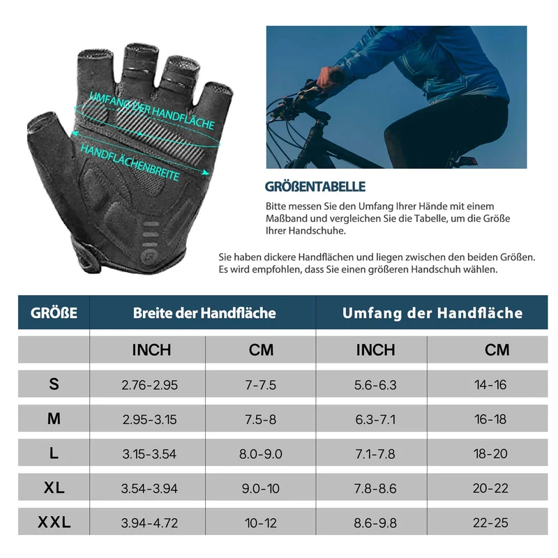 ROCKBROS 하프 핑거 충격 흡수 사이클링 Handschuhe Sommer Herren